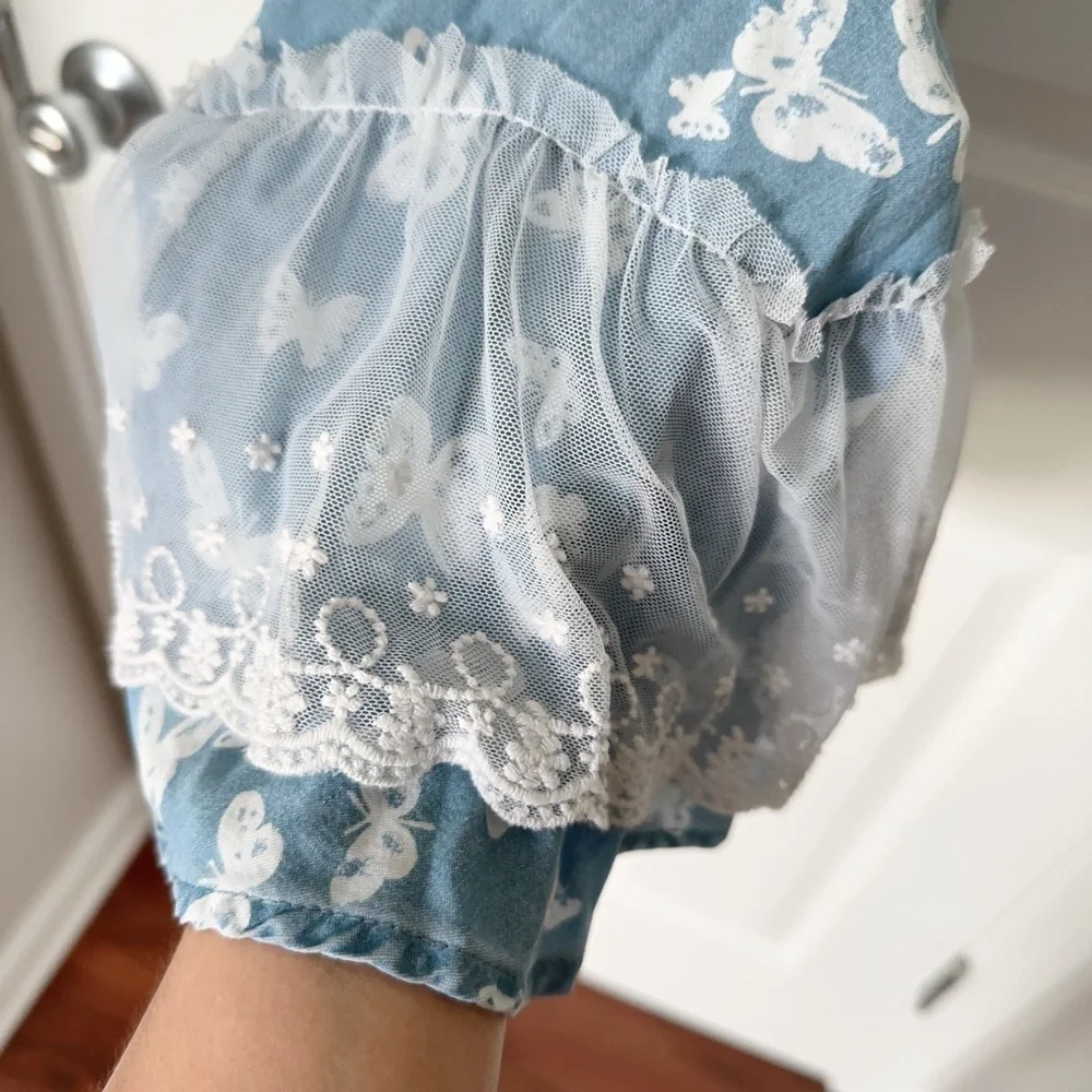 Epic Threads Blue and White Lace Butterfly Dress
